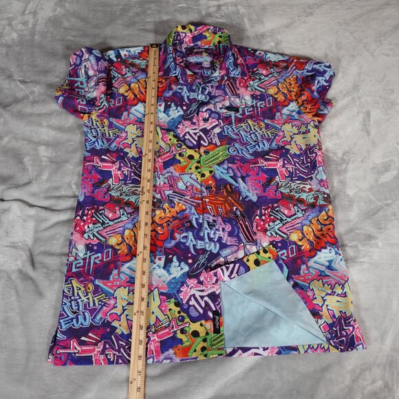 Retro Rifle Graffiti Button Shirt Mens Large Stretch Colorful Art - Picture 8 of 9